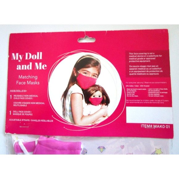 My Doll and Me Matching Face Masks - Kids/Dolls 6+ - Toy Face Cover Child & Doll - Picture 3 of 5
